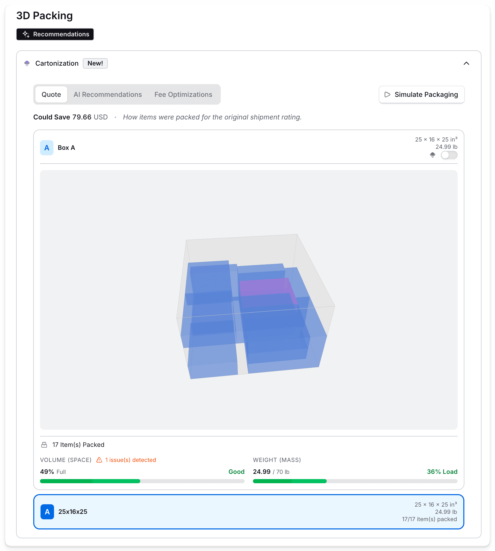 3D order cartonization example